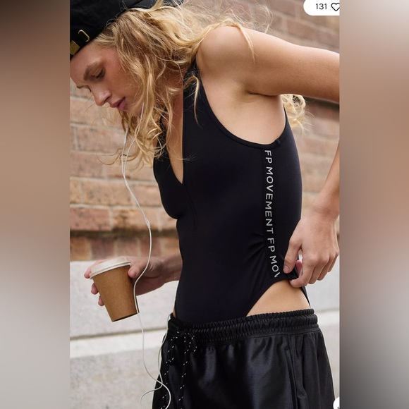 NWT Free People Movement Never Better Logo Bodysuit in Black - Picture 3 of 5